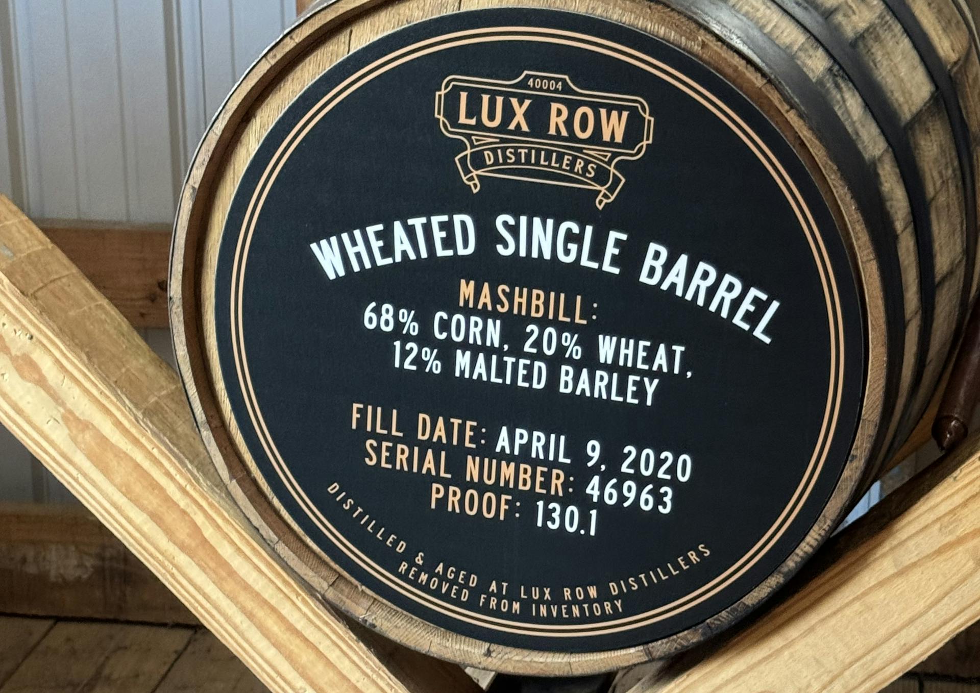 single barrel used during a barrel thieving experience at lux row distillery during a tour for mint julep experiences guests