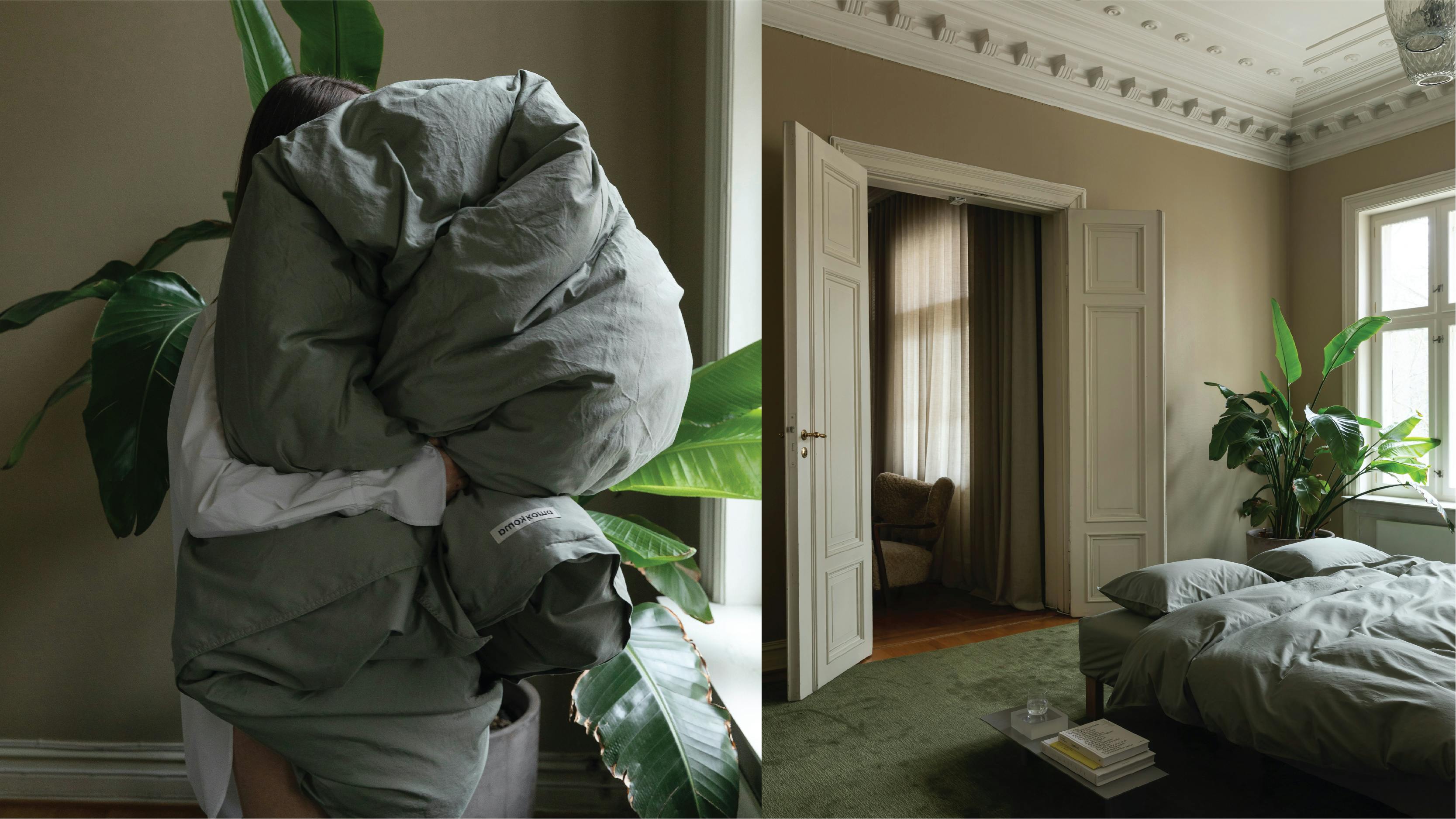 Sengetøy fra Amokamok i fargen Cultured Green