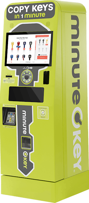 Green Minute Key kiosk with keys loading on the screen
