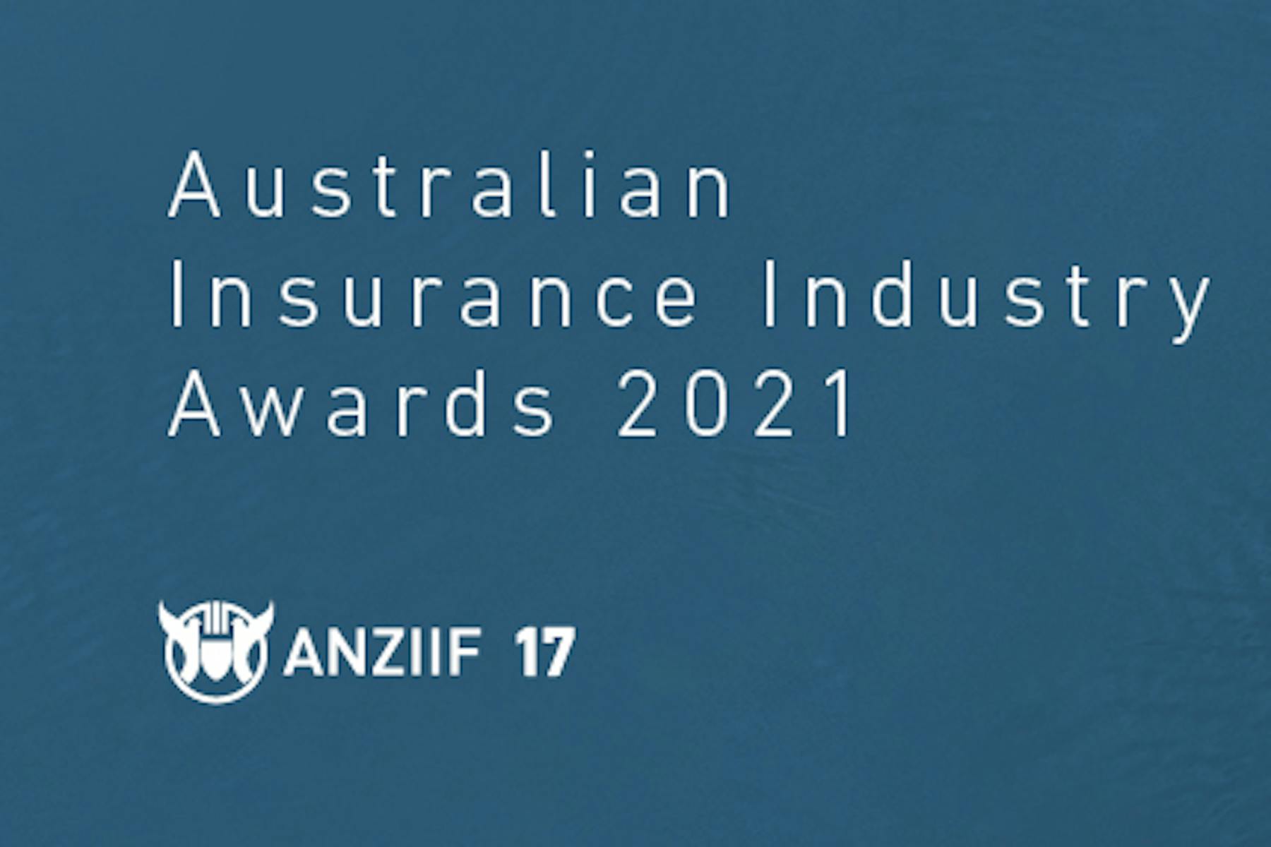 Banner with text stating Australian Insurance Industry Awards 2021 ANZIIF 17