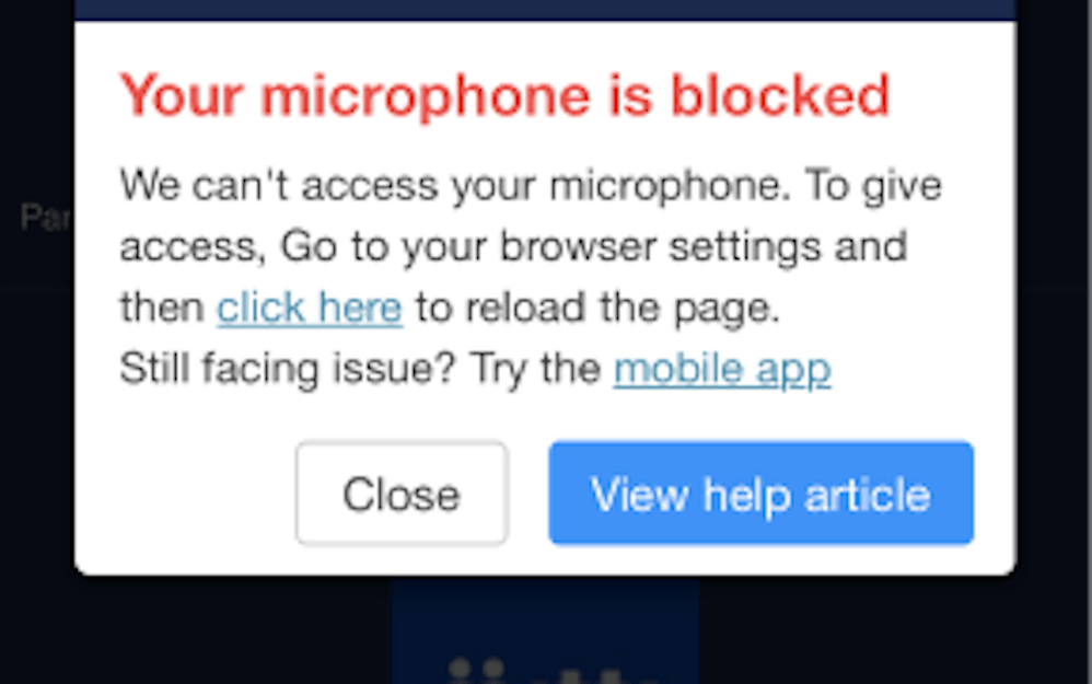 microphone blocked error message