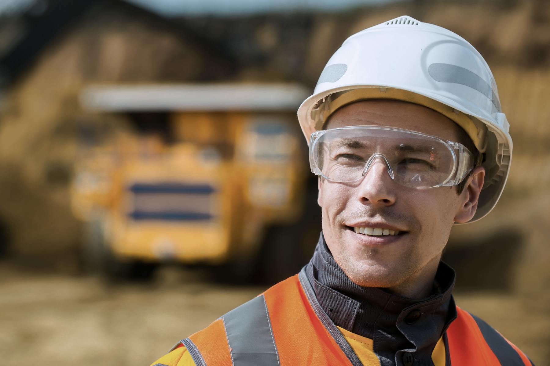 Miner in protective gear.
