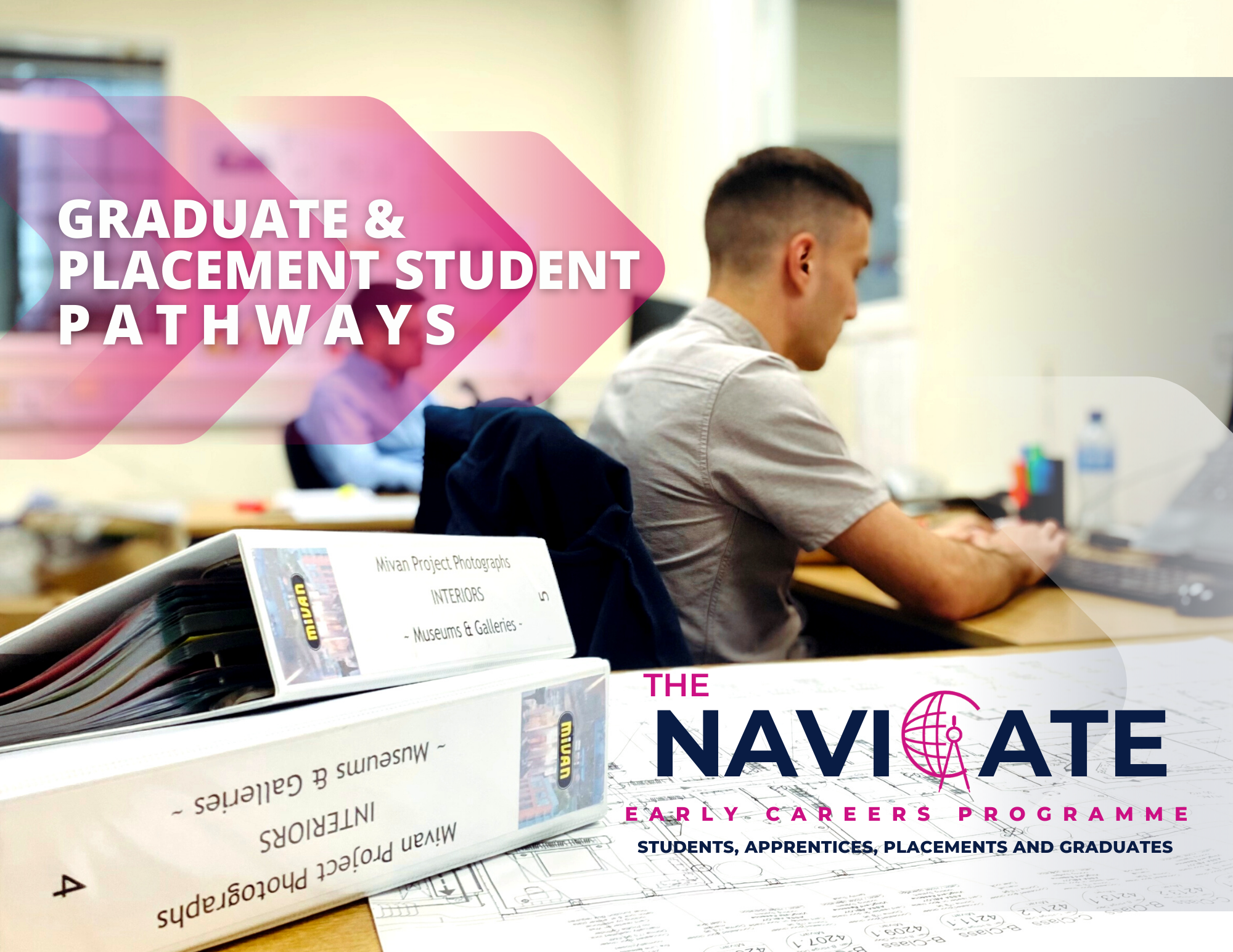 Young person sitting at desk searching for job pathways to develop news skills and build a career. 