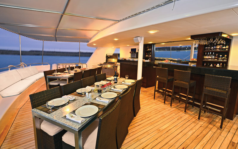 Dinning area set on timber deck