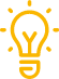 Cartoon drawing of light bulb with lines showing emitting light. Represents Solutions through innovation. 