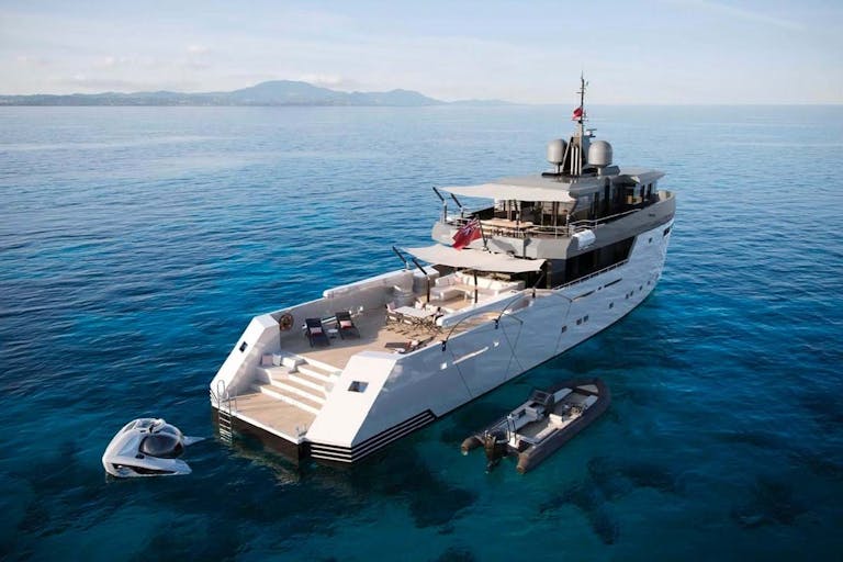 Superyacht floating in sea