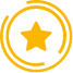 Cartoon image of star with circles around it. Represents Exceptional Quality. 