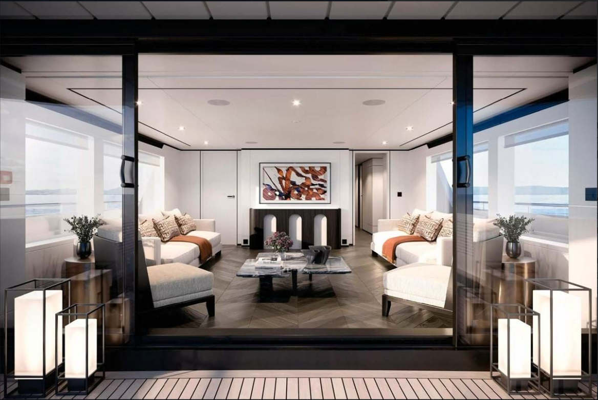 Luxurious lounge on board a superyacht