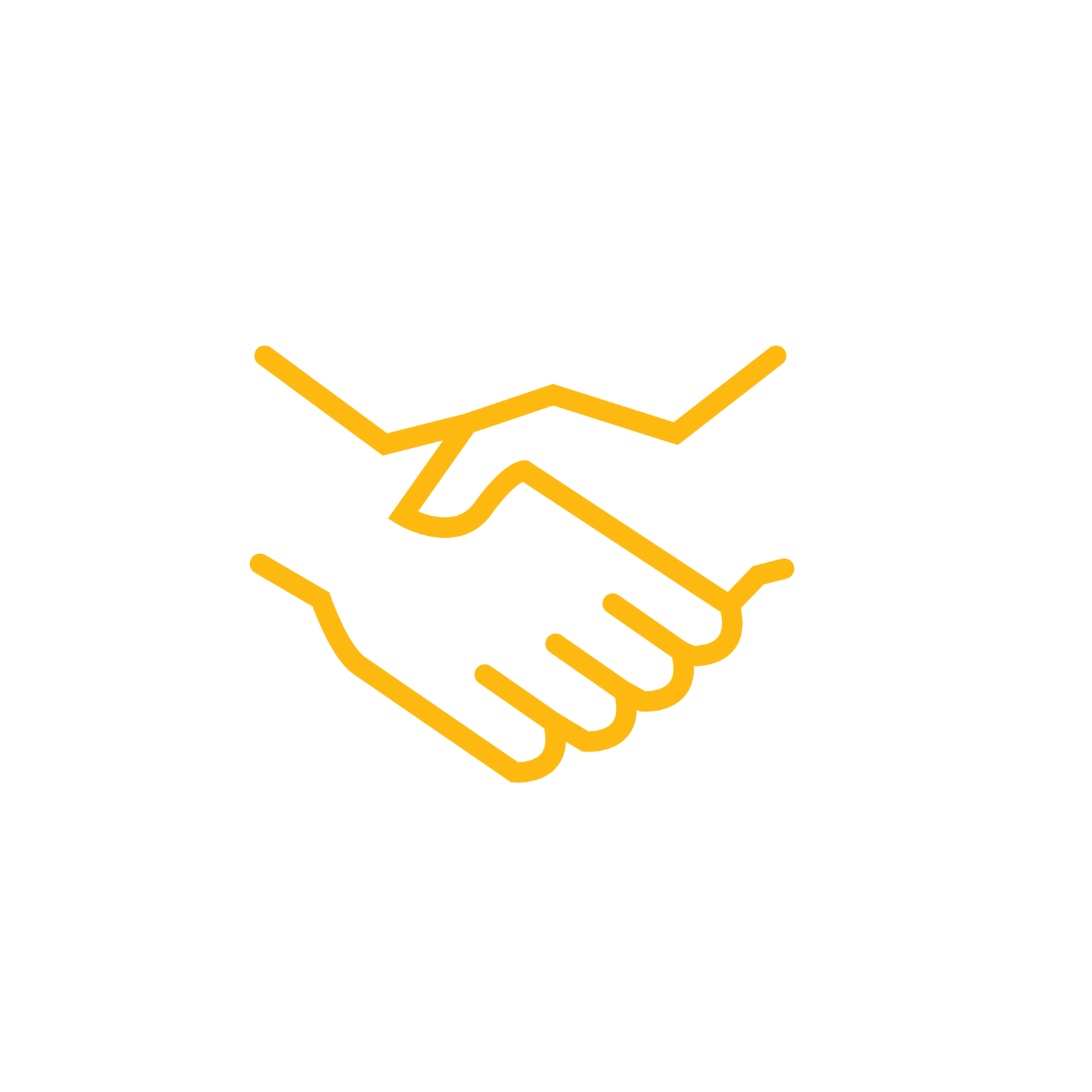 Cartoon drawing of two hands in a handshake 