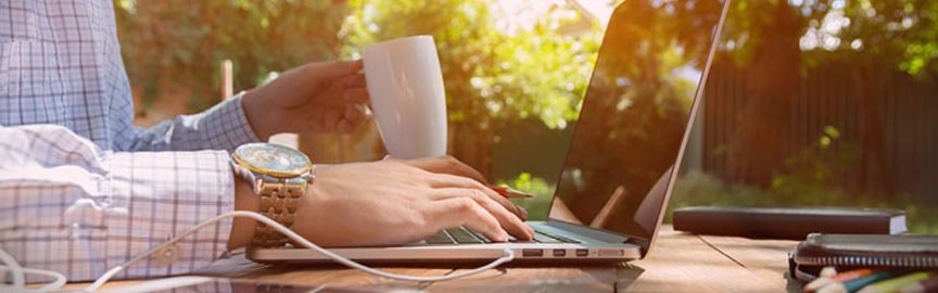 Remote worker working on laptop