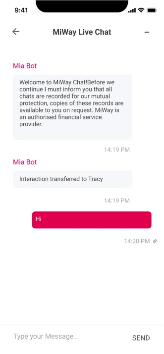 Online chat app screen