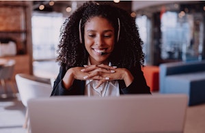 Woman on a call on her laptop
