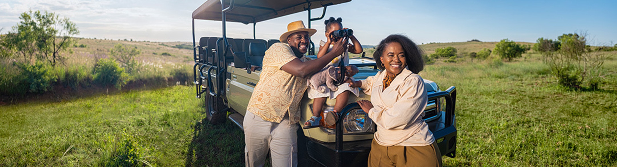family enjoying a bush safari