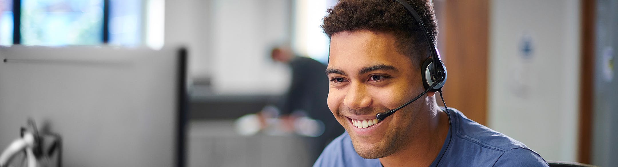 call center agent smiling