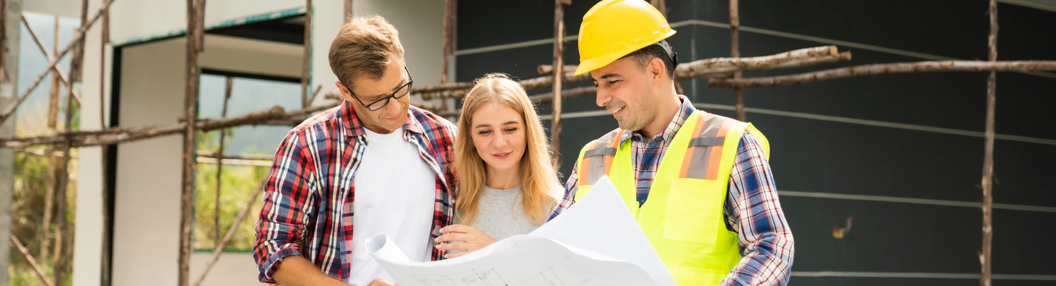 Couple looking at house plans