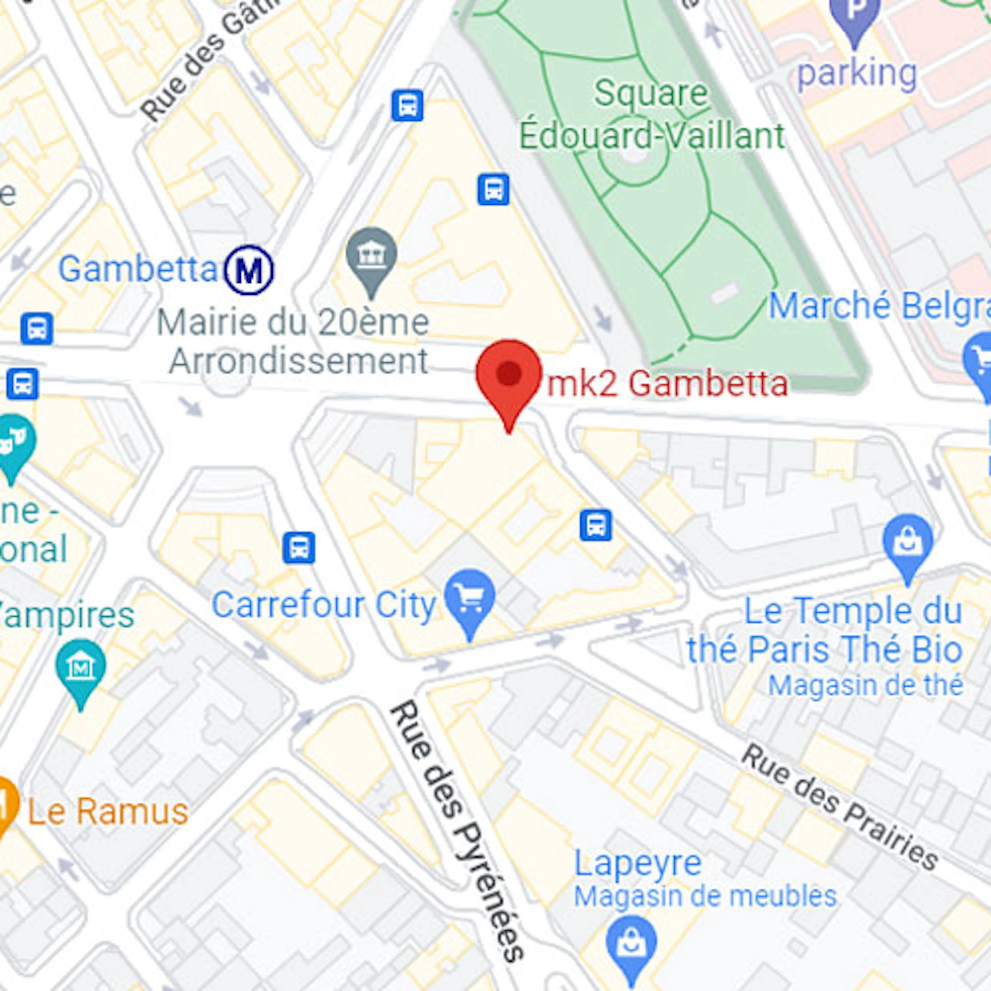 Carte d'accès au complexe de cinéma gambetta
