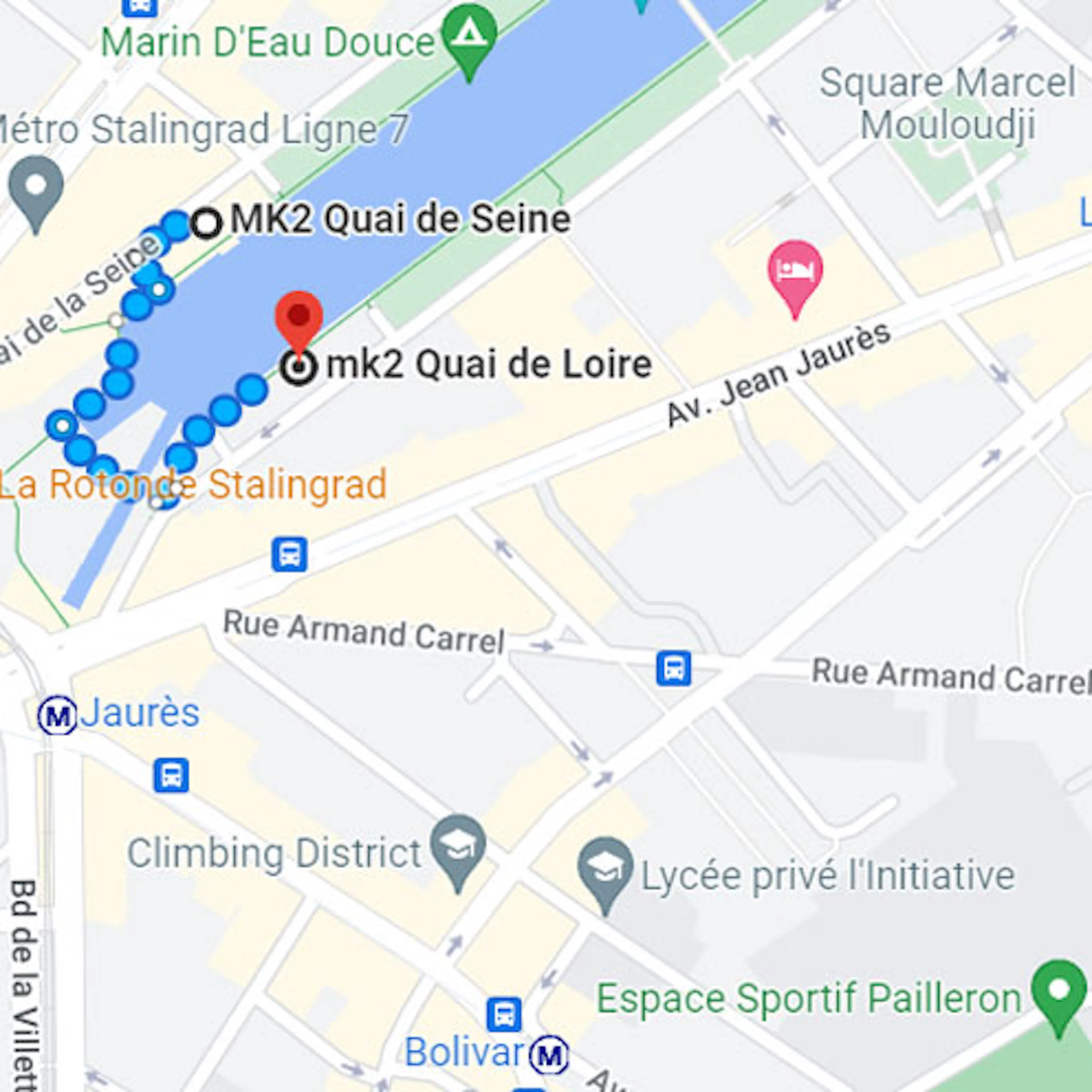 Carte d'accès au complexe de cinéma Quai de Seine / Quai de Loire