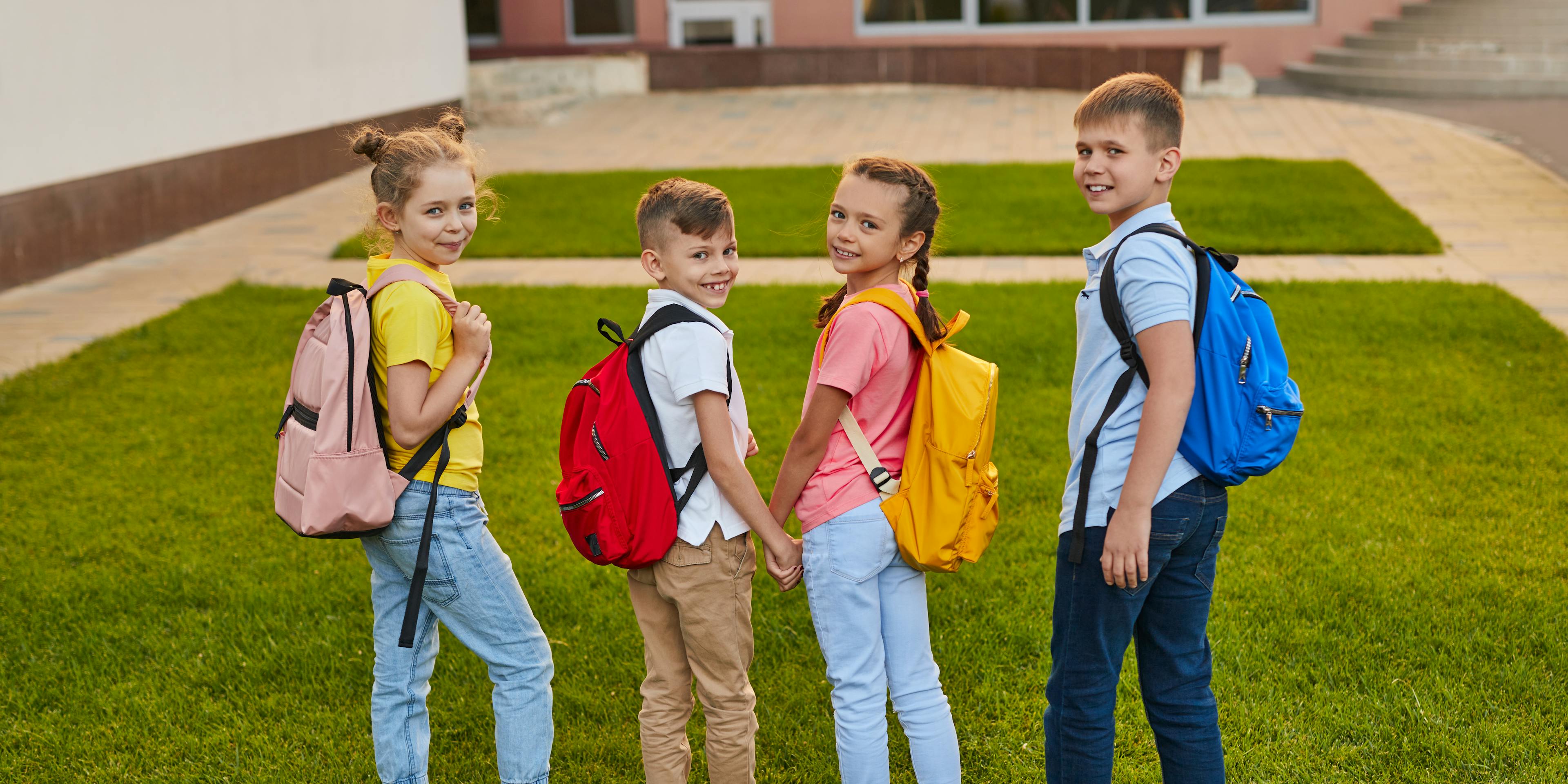 Schoolkids with backpacks