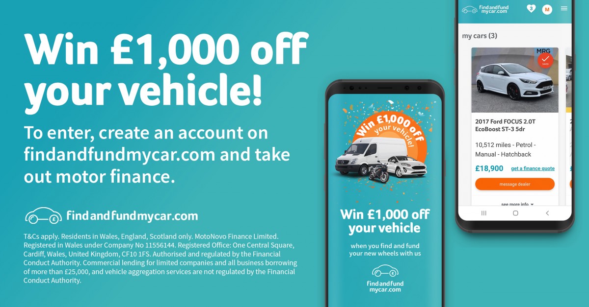 Customers could win £1,000 off their vehicle finance MotoNovo Finance