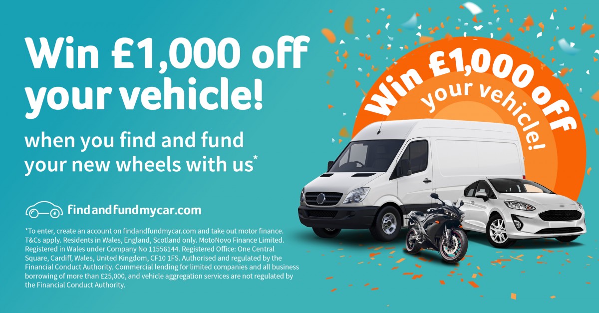 Customers could win £1,000 off their vehicle finance MotoNovo Finance