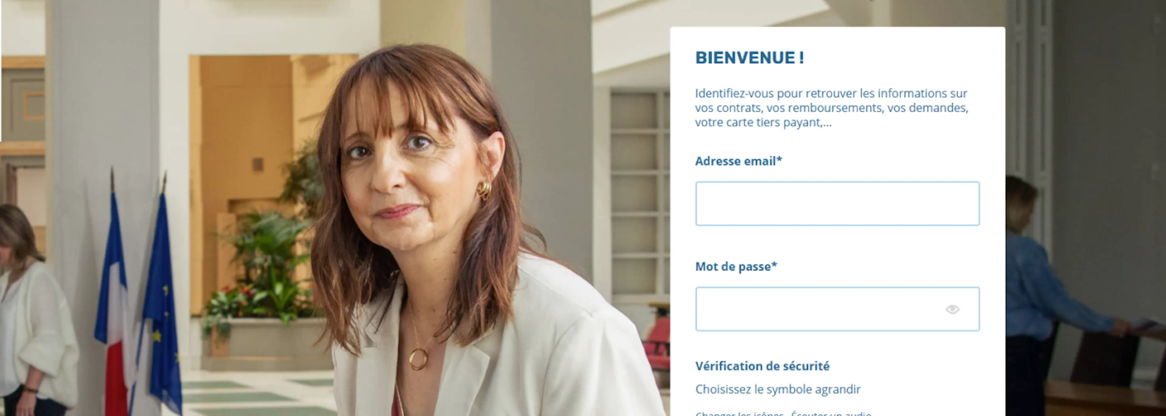 Page d'accueil de l'espace adhérent MNT