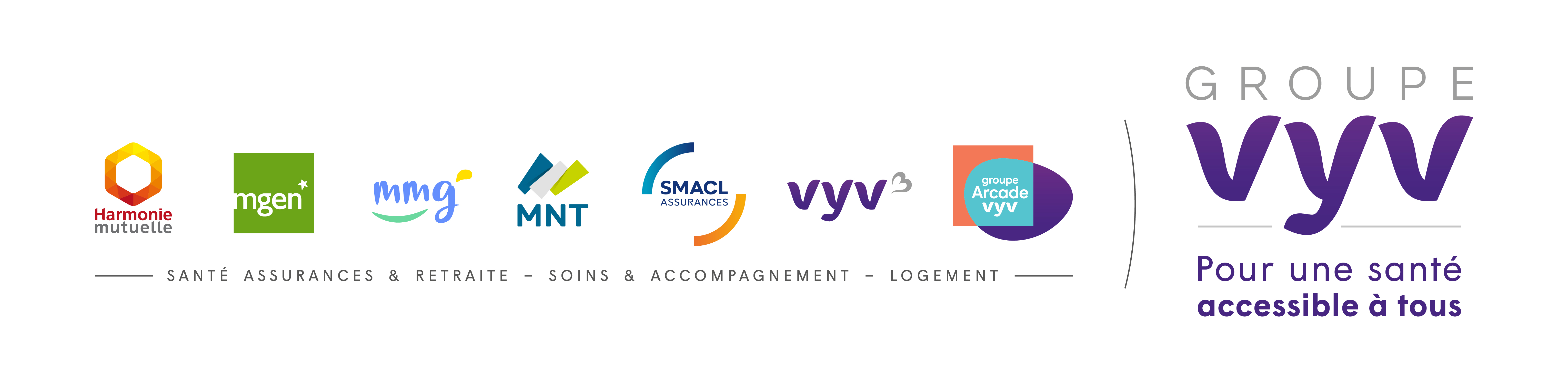 Logo composite Groupe VYV 2023 avec la signature Pour une santé accessible à tous