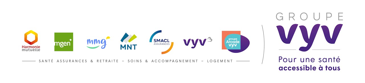 Logo composite Groupe VYV 2023 avec la signature Pour une santé accessible à tous