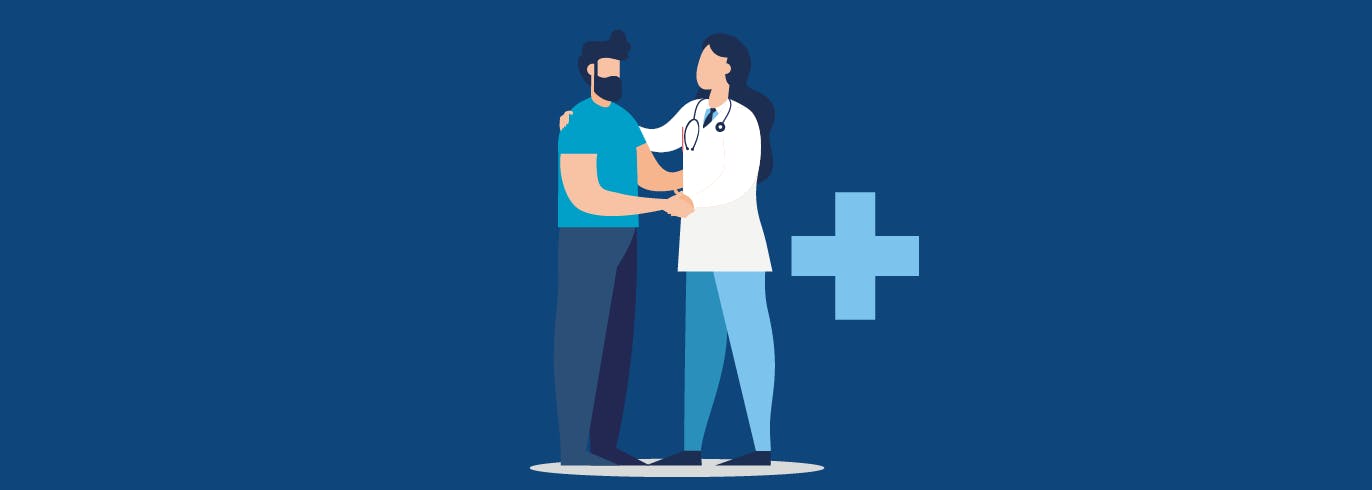Illustration d'une femme médecin et d'un patient