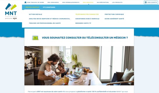 Espace adhérent MNT - exemples services MNT