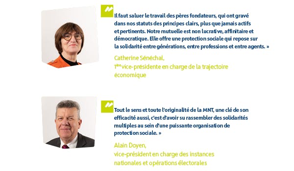 Citations de Catherine Sénéchal et d'Alain Doyen, vice-présidents de la MNT