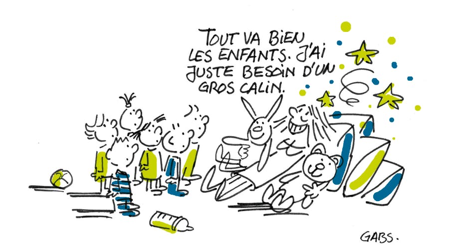 Tout va bien les enfants. J'ai juste besoin d'un gros calin.