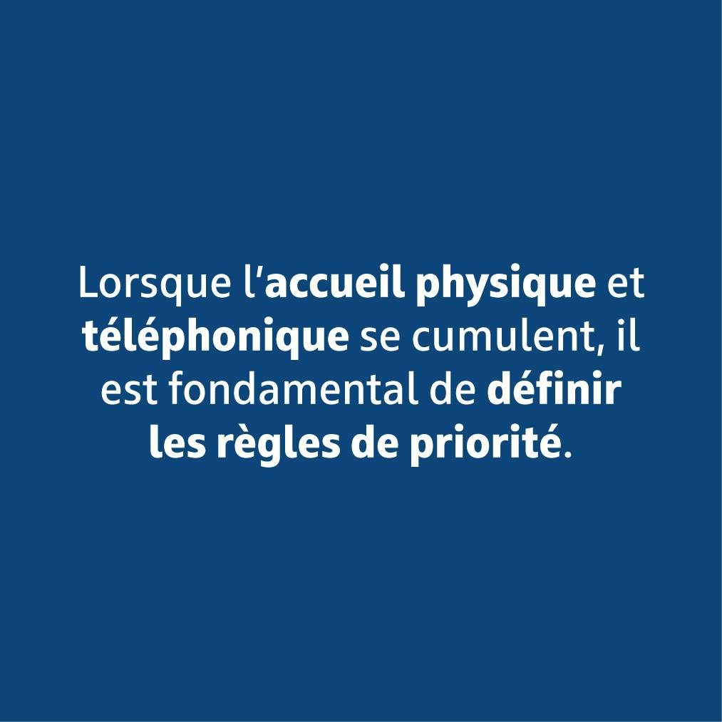 Lorsque l'accueil physique et téléphonique se cumulent, il est fondamental de définir les règles de priorité