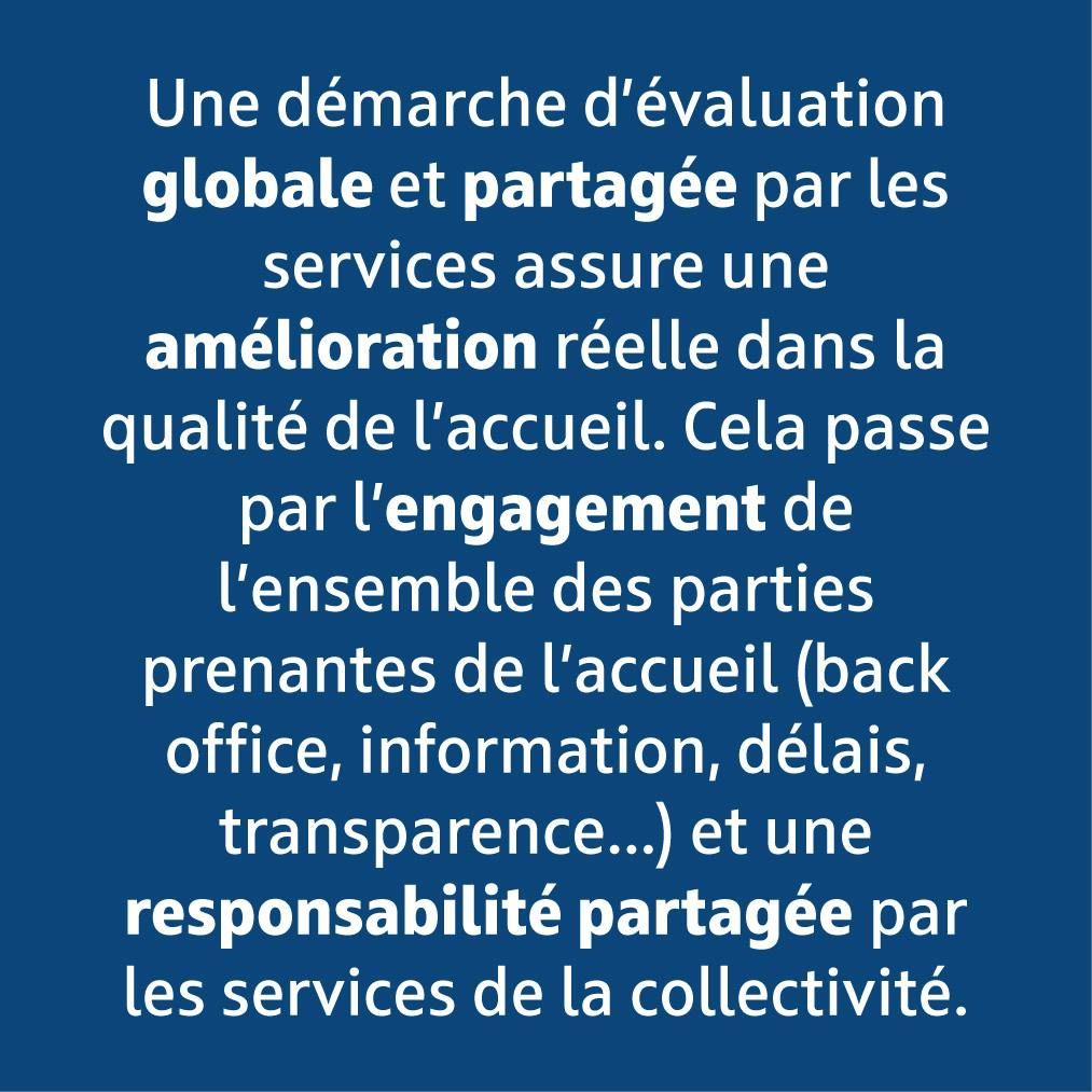 Une démarche d'évaluation globale et partagée par les services assure une amélioration réelle dans la qualité de l'accueil.