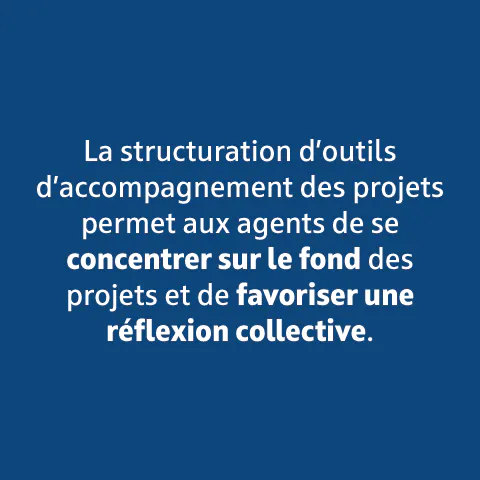 La structuration d'outils d'accompagnement des projets permet aux agents de se concentrer sur le fond des projets.