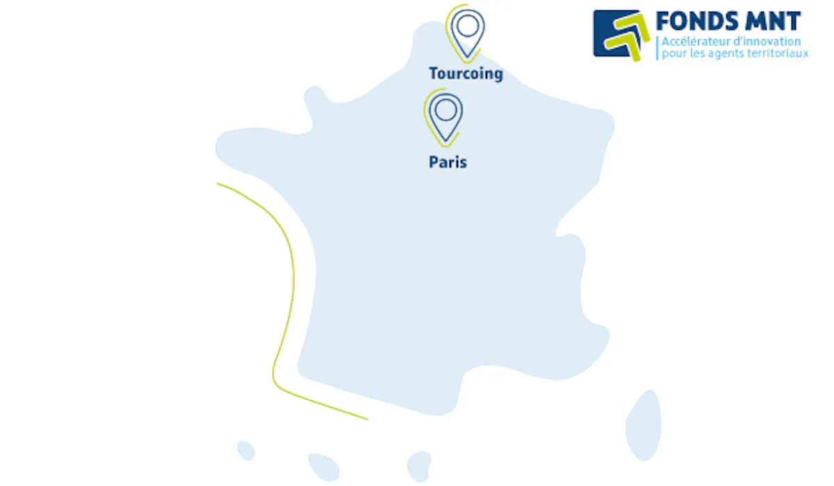 Fonds MNT, emplacement de Paris et de Tourcoing sur une carte de France
