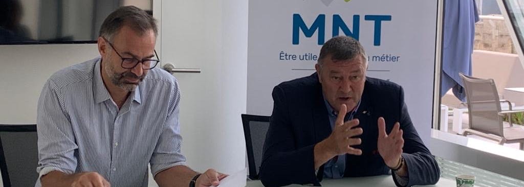 Laurent Adouard et Didier Bée lors de la conférence de presse à la MNT le 12 juillet 2023