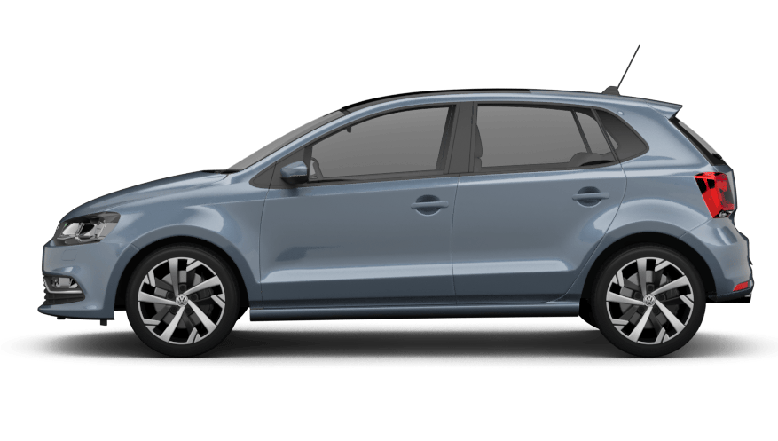 VW Polo Diesel in Graublau, seitliche Ansicht