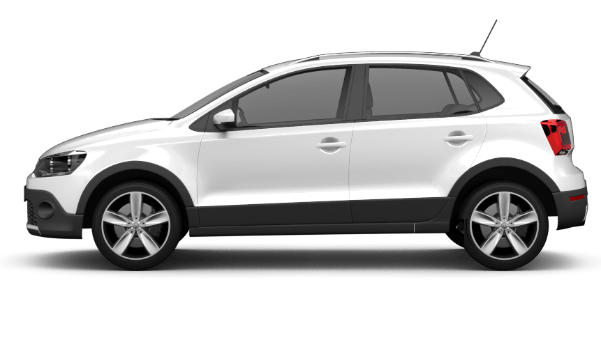 VW Polo Cross in Weiß, seitliche Ansicht