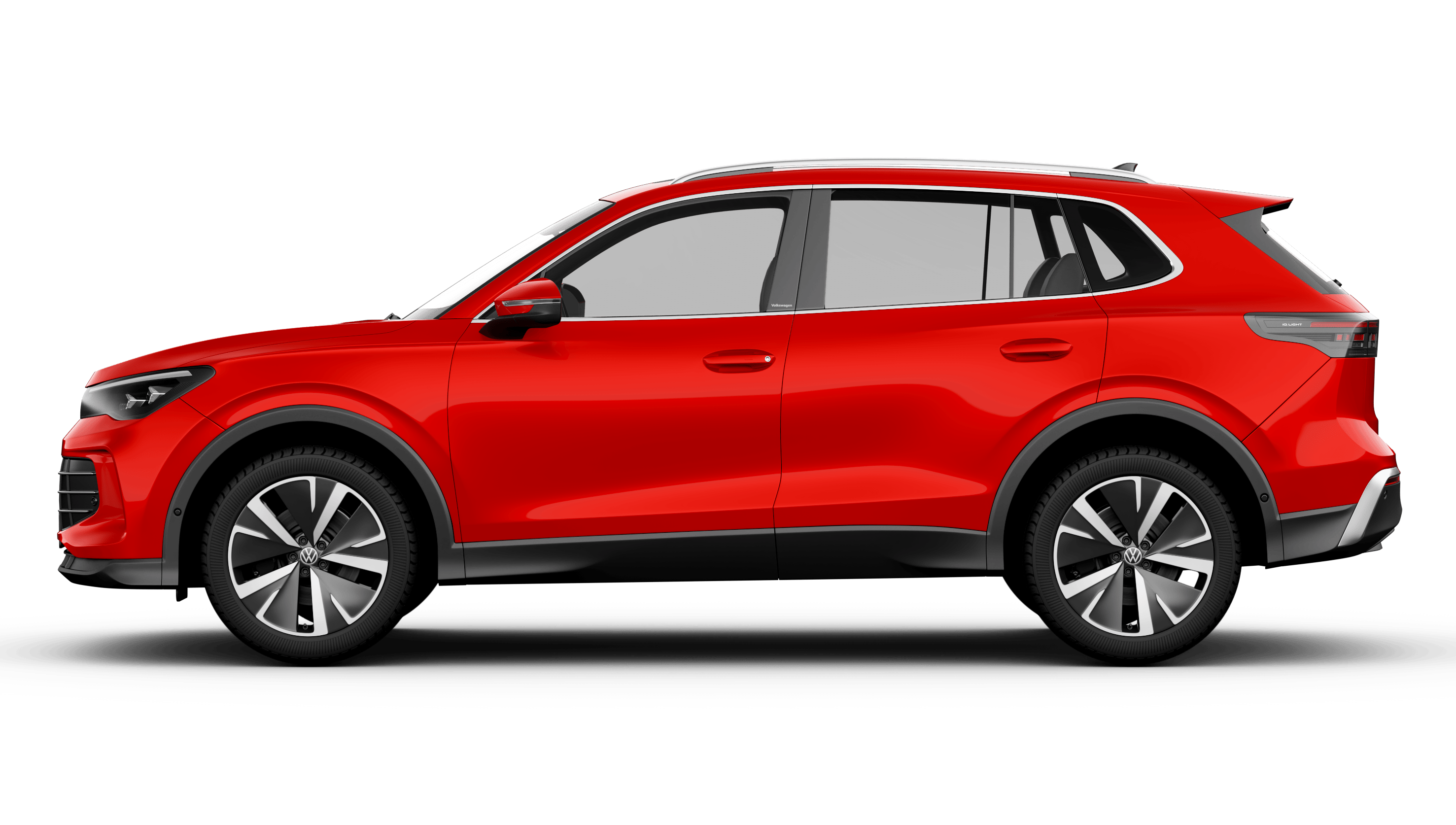 VW Tiguan in Rot, Ansicht seitlich