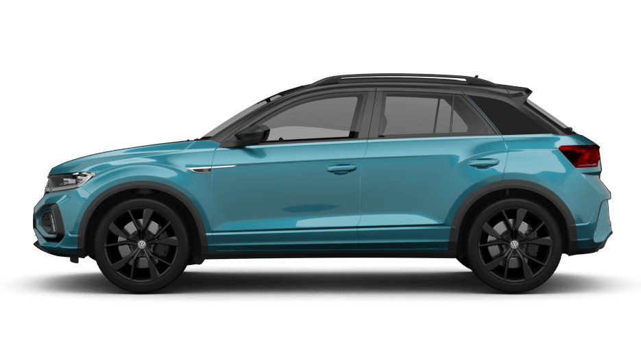 VW T-Roc R-Line, türkis, seitliche Ansicht
