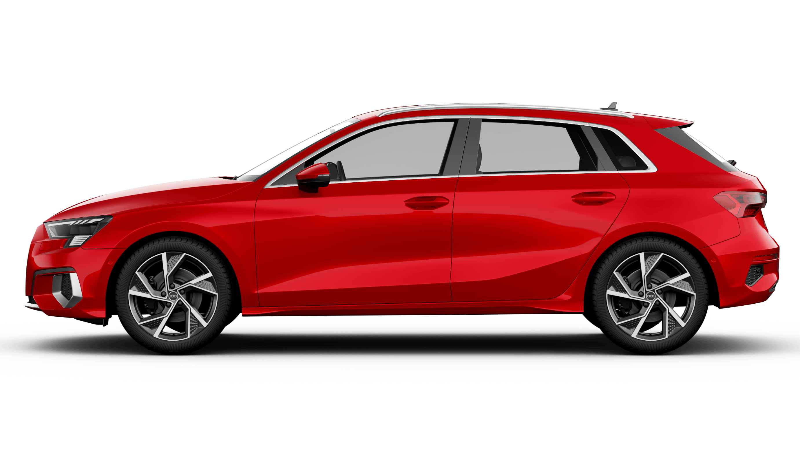 Audi A3 Sportsback in Rot, seitliche Ansicht