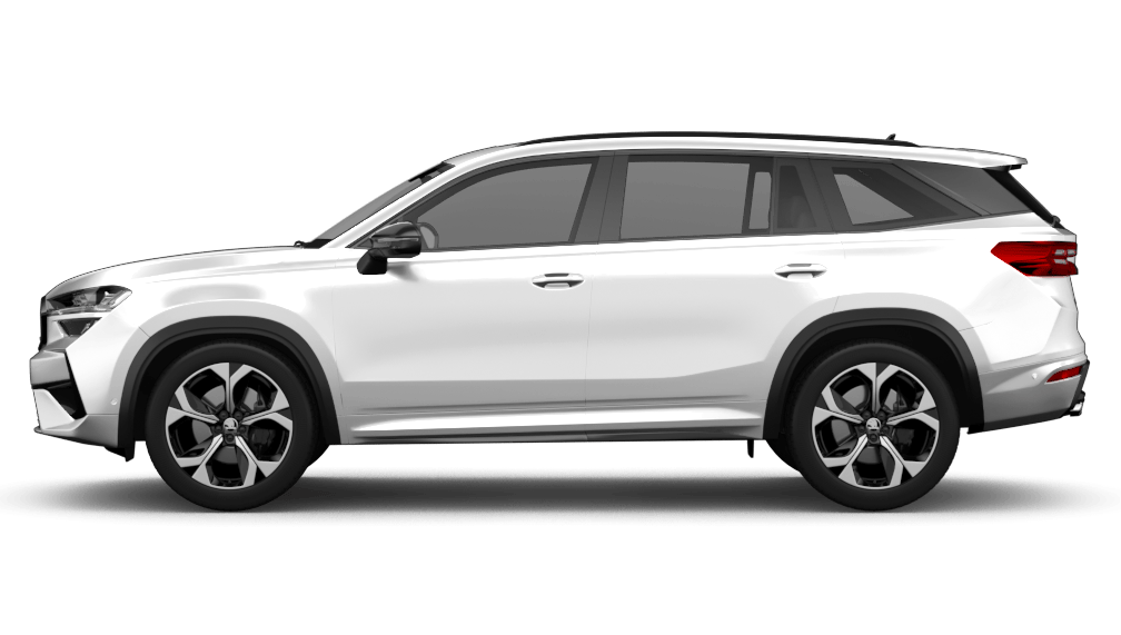 Škoda Kodiaq RS in Weiß, seitliche Ansicht