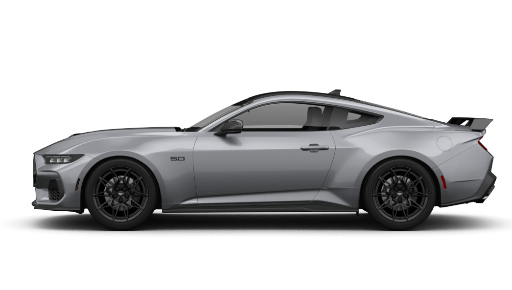 Ford Mustang in Grau, seitliche Ansicht
