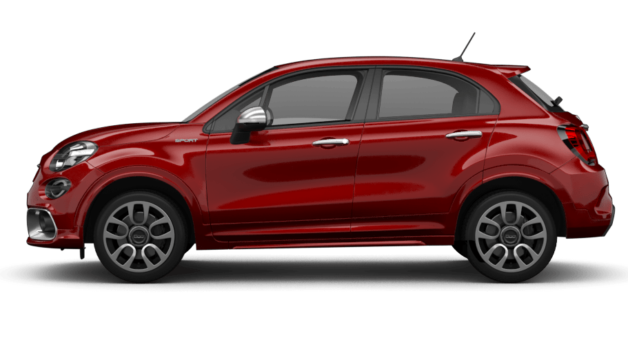 FIAT 500 X in Rot, seitliche Ansicht