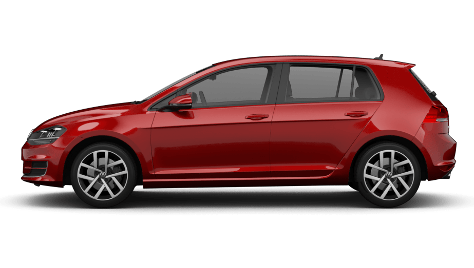 VW Golf 7 in Rot, seitliche Ansicht