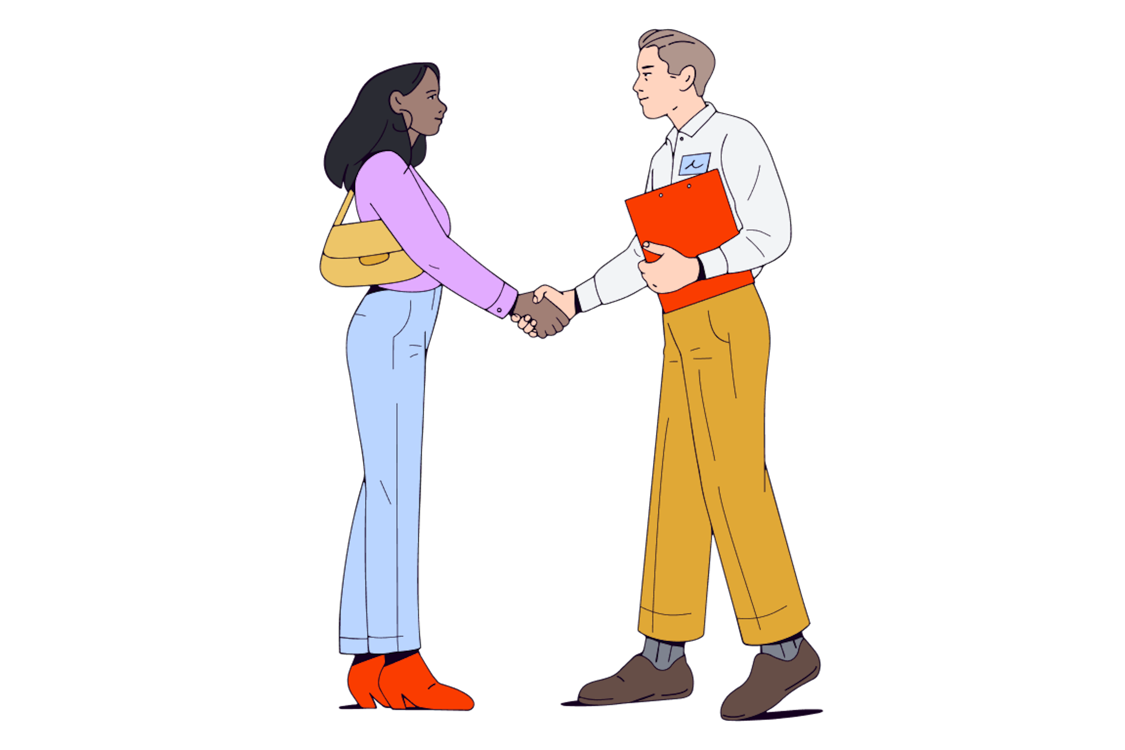 Illustration: Ein Mann und eine Frau schütteln sich die Hände