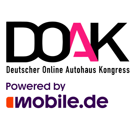Logo vom DOAK (Deutscher Online Autohaus Kongress) - mit porwered by mobile.de Zusatz