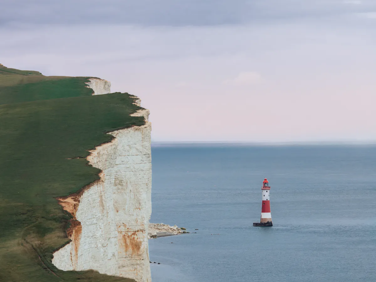 White cliffs by the sea in East Sussex