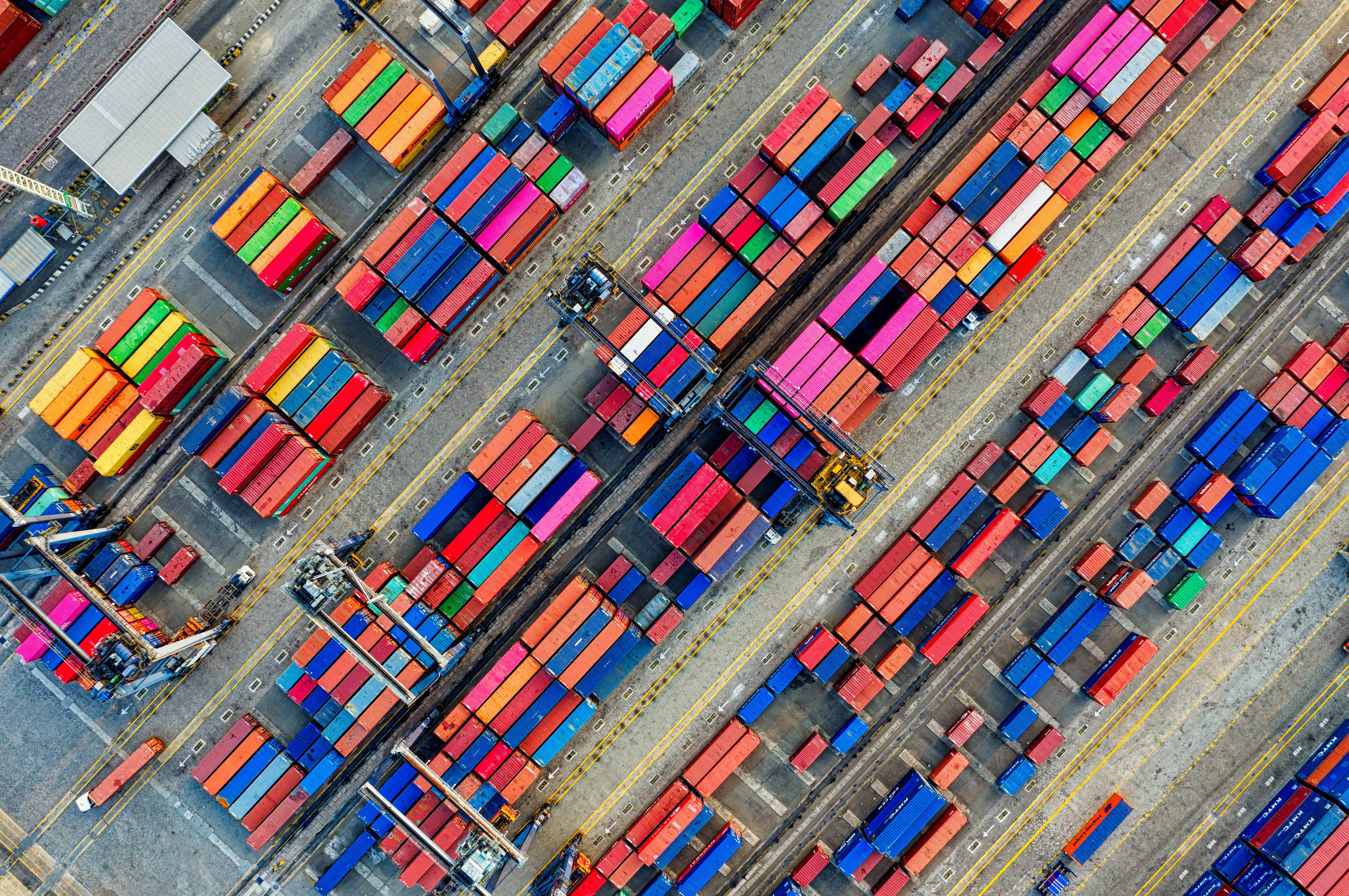 containers waiting to be embarked in a harbour