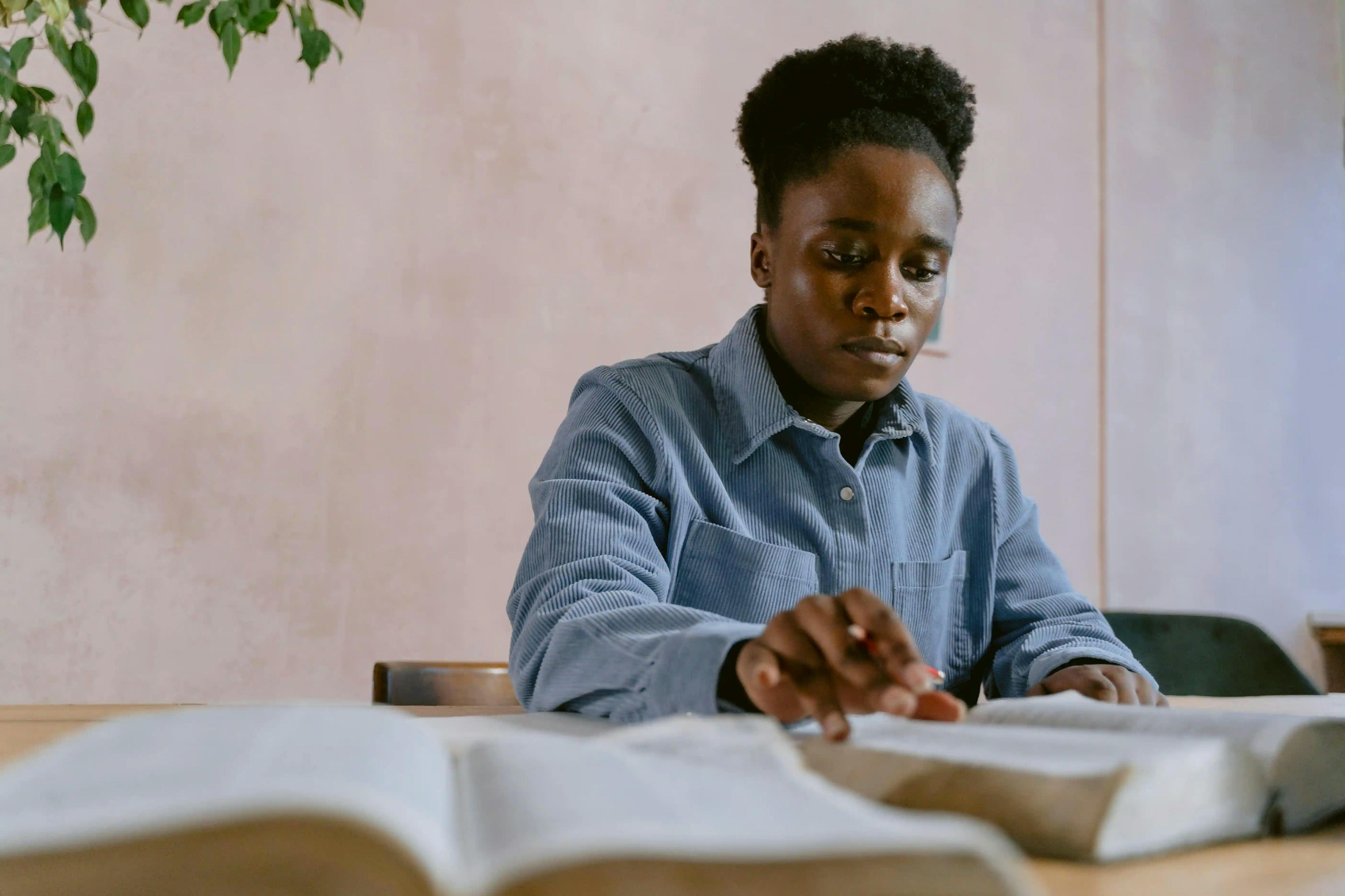 woman studying